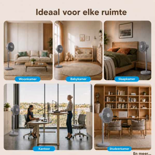 Evolar Smart Fan 36W - Lichtgrijs - Inclusief accu