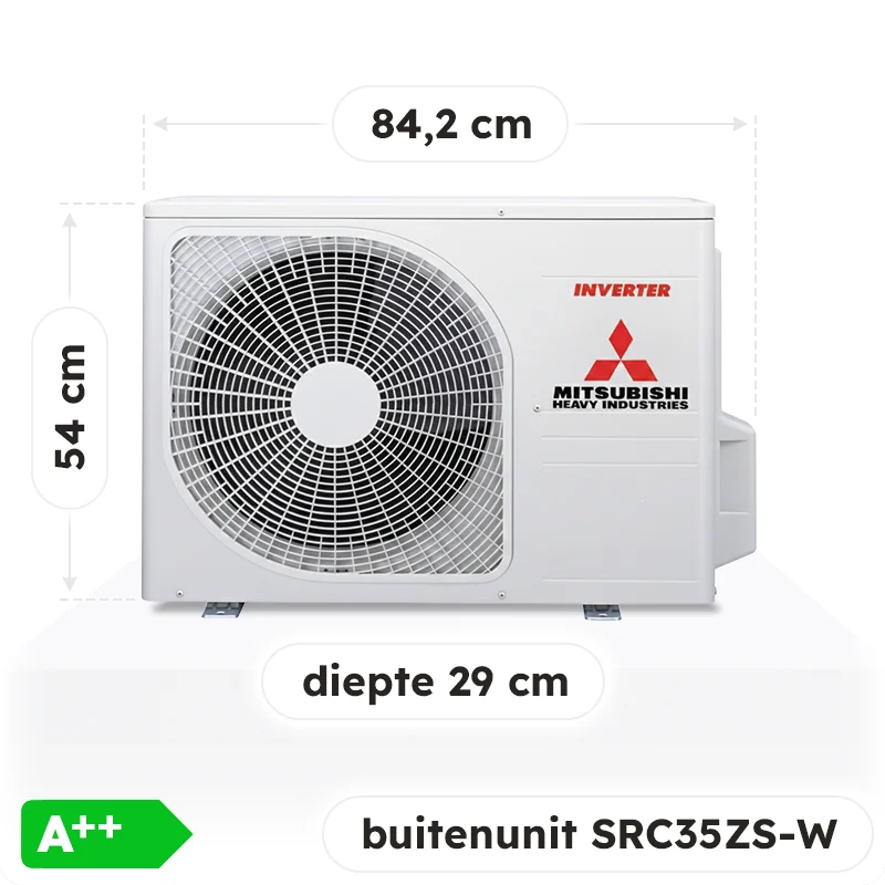Mitsubishi Heavy Industries Airco Wandmodel 3,5kW - Singlesplit Complete Set - SRK35ZS-W (Fluisterstil)